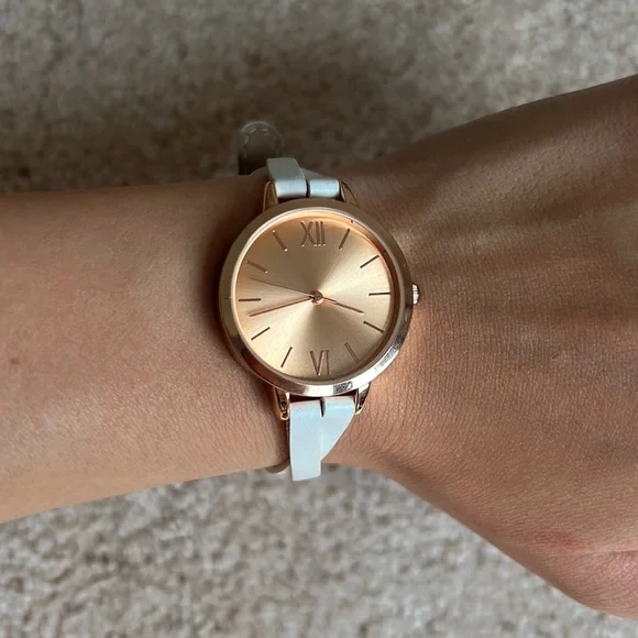 Icing Rose Gold Watch With White Wristband - Picture 4 of 5